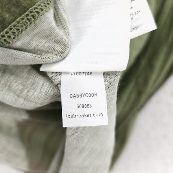 ICEBREAKER Woman 100% Merino 150 Short Sleeve Tee Green Striped Size SMALL - Picture 6 of 6